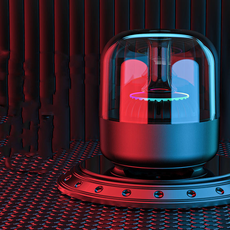 Mini Computer Bass Blue Glass Speaker